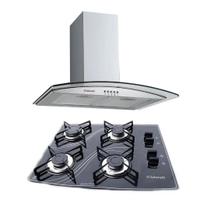 Kit Coifa Gourmet 60cm e Cooktop 4 Bocas Preto Safanelli