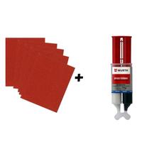 Kit Cola Adesivo Epóxi Wurth 25g + 5 Lixas Atlas Grão 150 Kit Cola Adesivo Epóxi Wurth 25g + 5 Lixas Atlas Grão 150