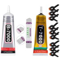 Kit Cola B-7000 T-7000 Conserto Celular Tablet Espátula GB 5A 9 Presilhas