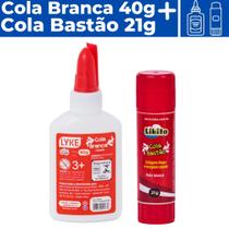 Kit Cola Branca Escolar 40g + Cola Bastão média 21g Lávavel
