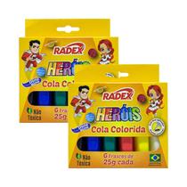 Kit Cola Colorida Com Relevo 12 Frascos 25g Cada Escolar Arte Pintura