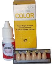 Kit cola cor do dente + dente provisório resina acrílica 38 (tamanho grande)