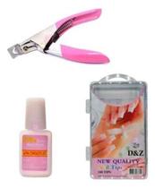 Kit Cola Para Unhas Postiças + Kit 100 Unhas Alicate + Tips Kit Cola Para Unhas Postiças + Kit 100 Unhas Alicate + Tips