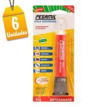 Kit Cola Pegamil Universal para Artesanato 51g - 6 unidades