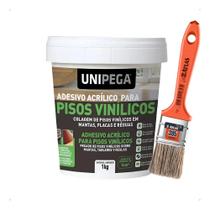 Kit Cola Piso Vinílico Adesivo Unipega 1kg + Pincel 1 1/2