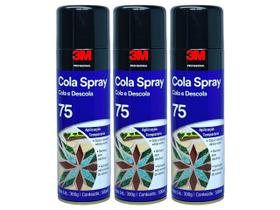 Kit Cola Spray 75 Transparente Cola E Descola Remove Sem Danificar 3M 500ML 3 Unidades