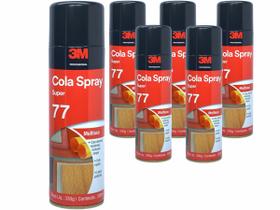 Kit Cola Spray Super 77 3M Uso Geral Ideal Para Isopor Papel Cortiça Espuma 500ML 6 Unidades