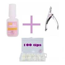 Kit Cola Unhas Postiças Alicate 100 Unhas Tips Acrigel Gel Kit Cola Unhas Postiças Alicate 100 Unhas Tips Acrigel Gel