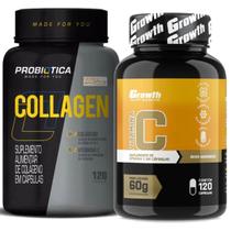 Kit Colágeno 120 Caps Probiotica + Vitamina C 120 Caps Growth
