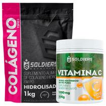 Kit: Colágeno 1Kg + Vitamina C Em Pó 500g - 100% Puro Importado - Soldiers Nutrition