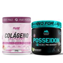 Kit Colágeno 250g Pure Athletic Hibisco C/Limão + Pré treino Posseidon Maça Verde Kit Colágeno 250g Pure Athletic Hibisco C/Limão + Pré treino Posseidon Maça Verde