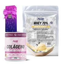 Kit Colágeno Hibisco C/Limão + Whey Concentrado 70% Creme de Baunilha