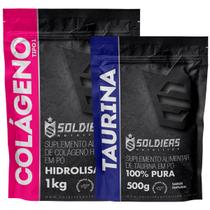 Kit: Colágeno Hidrolisado 1Kg + Taurina 500g - 100% Puro Importado - Soldiers Nutrition