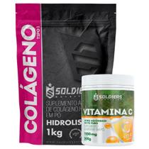 Kit: Colágeno Hidrolisado 3Kg + Vitamina C Em Pó 500g - 100% Puro Importado - Soldiers Nutrition