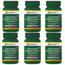 Kit Colágeno Hidrolisado + Vitamana C EuroFito 6 Potes 60 Cápsulas Cada