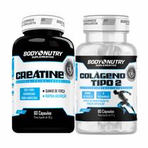 Kit Colageno Tipo 2 60 cáps e Creatina 100 Pura Pote 60 cáps Body Nutry