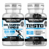 Kit Colágeno Tipo 2 Body Nutry, pote 60 cáps e Testo Body Nutry, pote 60 cáps