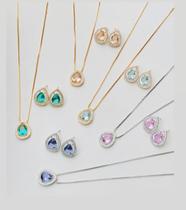 Kit Colar + Brinco Gota de Zircônia Polly Kit Colar + Brinco Gota de Zircônia Polly