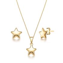 Kit Colar Brinco Pingente Estrela Joias Folheada a Ouro 18k
