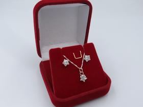 Kit Colar Brinco Ponto de Luz Prata 925 Estrela