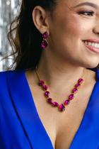 Kit Colar + Brinco rosa pink Mônica