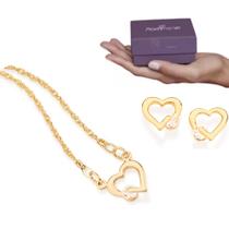 Kit Colar + Brincos Presente Feminino Rommanel Banhados A Ouro 18k Lindo