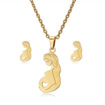 kit Colar com brinco Pingente presente dia Mamãe mães filhos - kit Colar com brinco Pingente presente dia Mamãe mães filhos -