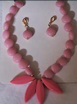 Kit colar com brincos colorido artesanal rosa