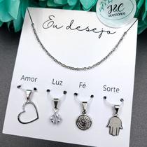 Kit Colar com Pingentes em Aço Inoxidável 316L Hipoalergênico