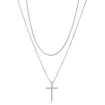 Kit Colar Cruz + Choker fio laminado Banhado Prata 925