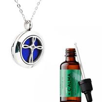 Kit Colar Difusor Cruz + Óleo Essencial +Calma