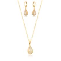 Kit Colar e Brinco Gota Cravejada Ouro 18k