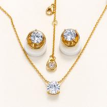 Kit colar e brinco ponto de luz banhado ouro 18k Kit colar e brinco ponto de luz banhado ouro 18k