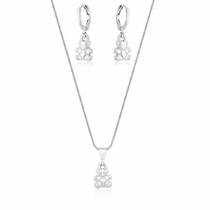 Kit Colar e Brinco Teddy Urso Delicado Ouro 18k
