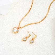 Kit Colar E Brincos Conjunto Feminino Coração Zircônia Dourado Luxo Kit Colar E Brincos Conjunto Feminino Coração Zircônia Dourado Luxo
