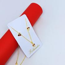Kit Colar e Brincos Infantil com pingente Delicado Minnie Mickey Folheado Ouro metal Dourado Antialérgico Crianças Cor:M