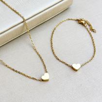 Kit Colar e Pulseira Coração Mulan - Aço Inox Kit Colar e Pulseira Coração Mulan - Aço Inox