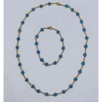 Kit colar e pulseira olho grego