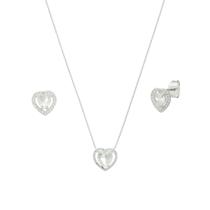 Kit Colar Feminino Prata 925 Legítima Coração Branco Kit Colar Feminino Prata 925 Legítima Coração Branco