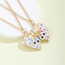 Kit Colar Gatinhos Magnéticos Coração Best Friends Presente criativo para Melhor Amiga Pingente com Imã