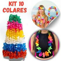 Kit Colar Havaiano Flor Carnaval Flores Coloridas para Luau Festas Fantasia Adereço de Pescoço Kit Colar Havaiano Flor Carnaval Flores Coloridas para Luau Festas Fantasia Adereço de Pescoço
