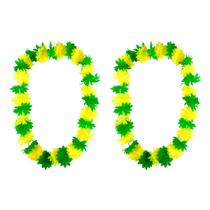 Kit Colar Havaiano Verde Amarelo Fantasia Festa Copa Brasil