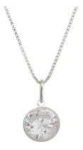 Kit Colar Pingente Grande Feminino Redondo Prata Maciça 925