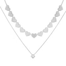 Kit Colar Ponto de Luz + Choker Coração Banhado Prata 925