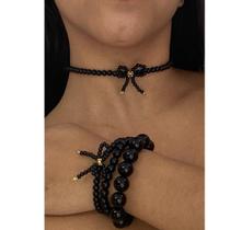 Kit Colar Pulseira Brincos Laço Miçanga Conjunto Feminino Kit Colar Pulseira Brincos Laço Miçanga Conjunto Feminino