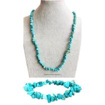 Kit Colar + Pulseira Pedra Howlita Turquesa (tranquilidade)