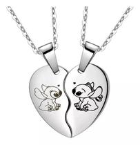 Kit Colares Stitch e Angel Coração Que Se Completa