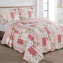 Kit Colcha 3 Peças Evolution Patchwork Queen Flame Camesa