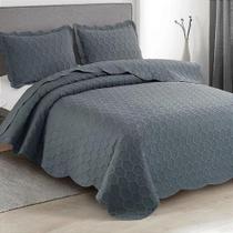 Kit Colcha 3 Peças Ilusion Favo King 2,60x2,80m Cinza Chumbo Camesa Kit Colcha 3 Peças Ilusion Favo King 2,60x2,80m Cinza Chumbo Camesa