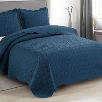 Kit Colcha 3 Peças Ilusion Favo King 2,60x2,80m Marinho Camesa Kit Colcha 3 Peças Ilusion Favo King 2,60x2,80m Marinho Camesa